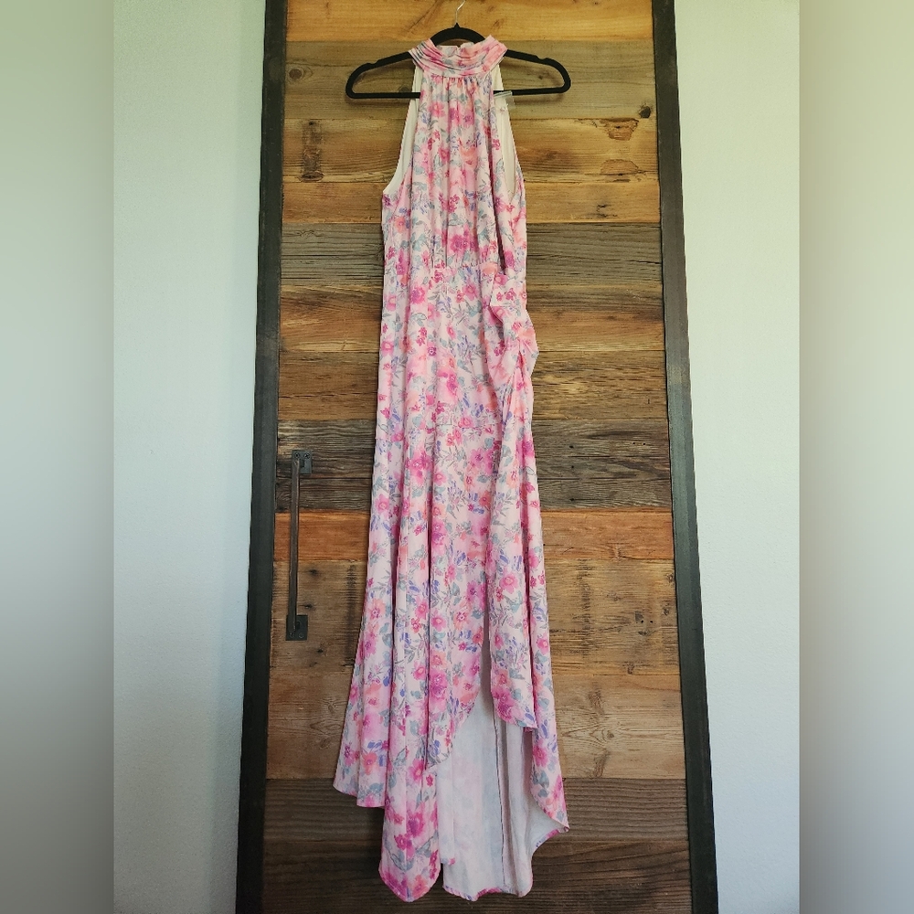 NWOT MEDIUM ANTHROPOLOGIE Floral Pink Halter Maxi Dress